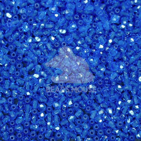 Fire Polished Beads 3mm Dark Capri Blue beads mouse