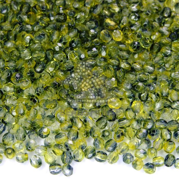 Fire Polished Beads 3mm Dual Coated Blueberry Lemon