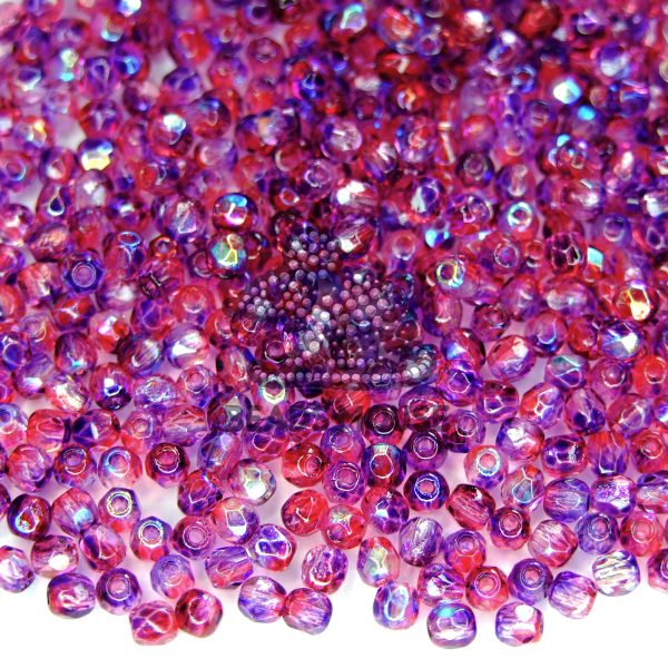 Fire Polished Beads 3mm Dual Coated Pink Blue AB beads mouse