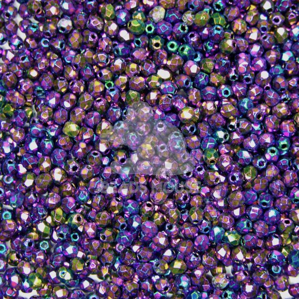 Fire Polished Beads 3mm Iris Purple beads mouse