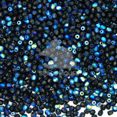 Fire Polished Beads 3mm Jet AB Matte beads mouse