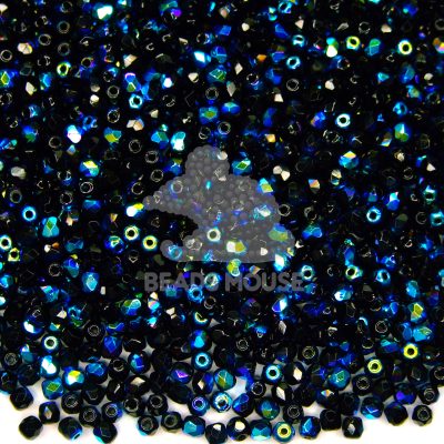 Fire Polished Beads 3mm Jet AB beads mouse