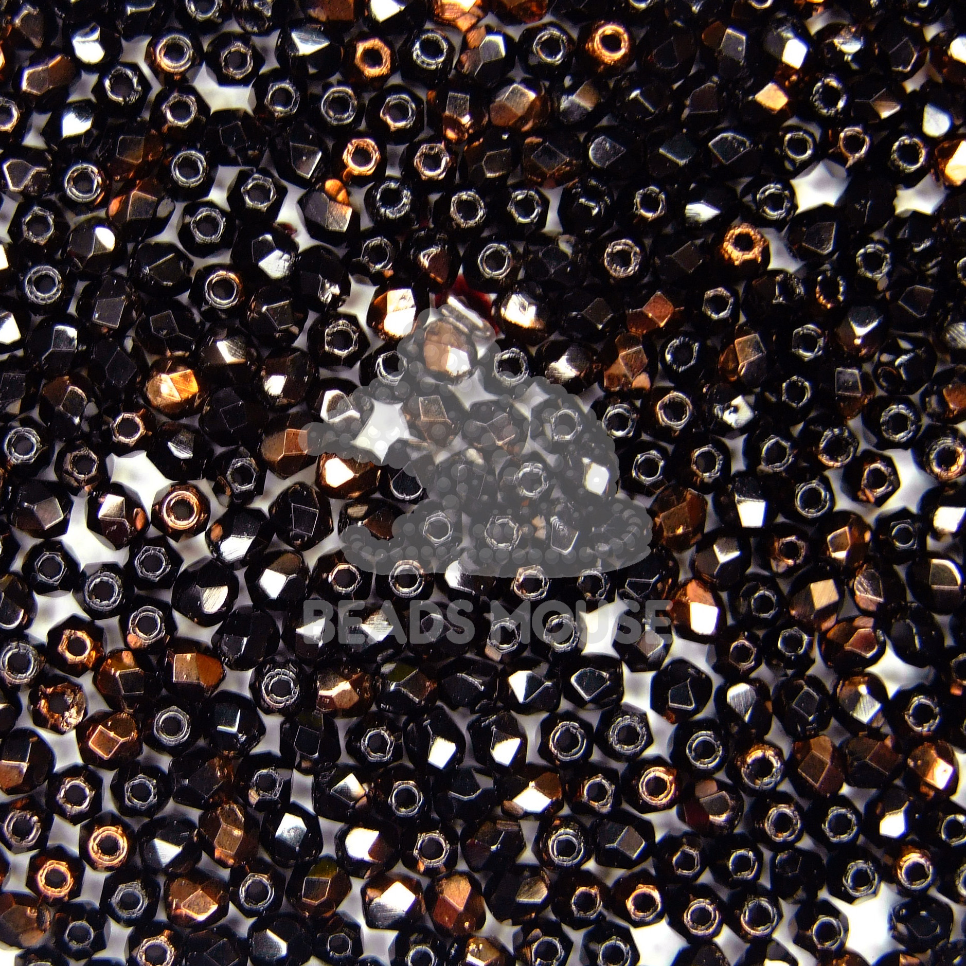 Fire Polished Beads 3mm Luster Jet Half Bronze beads mouse