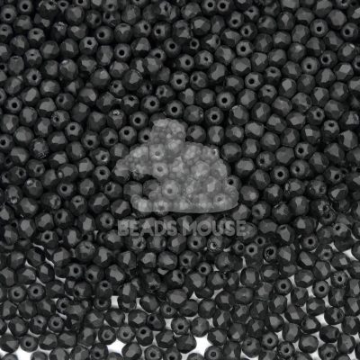 Fire Polished Beads 3mm Matte Jet Black beads mouse
