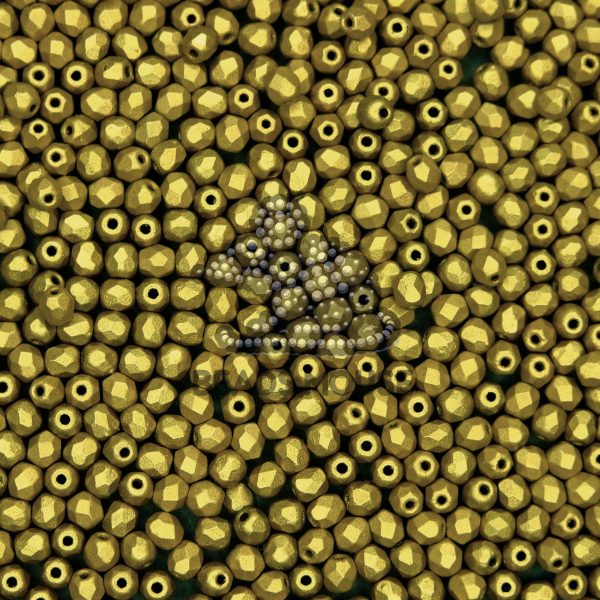 Fire Polished Beads 3mm Matte Metallic Aztec Gold beads mouse