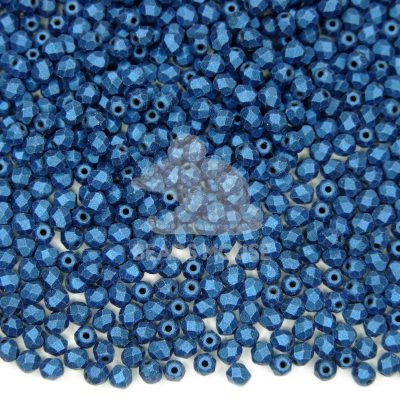 Fire Polished Beads 3mm Metallic Suede Blue beads mouse