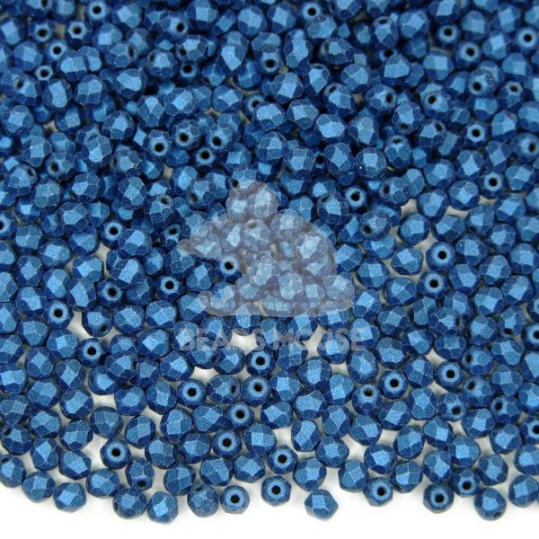 Fire Polished Beads 3mm Metallic Suede Blue beads mouse