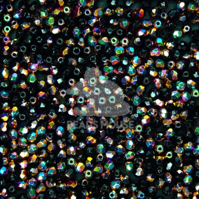 10g Fire Polished Beads 3mm Vitex Jet