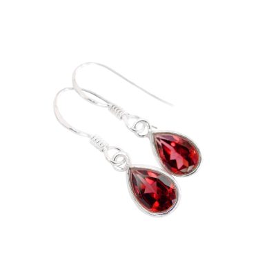 Garnet Natural Gemstone 925 Sterling Silver Earrings Michael's UK Jewellery