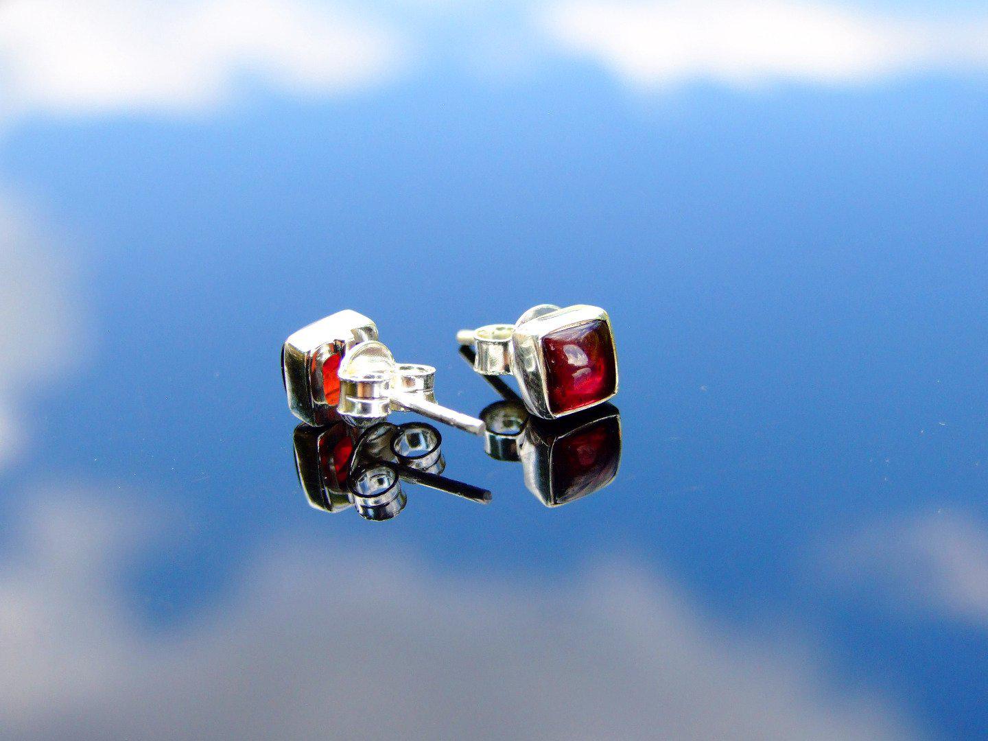 Garnet Natural Gemstone 925 Sterling Silver Earrings Michael's UK Jewellery