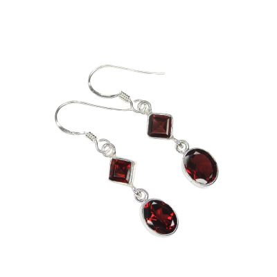 Garnet Natural Gemstone 925 Sterling Silver Earrings Michael's UK Jewellery