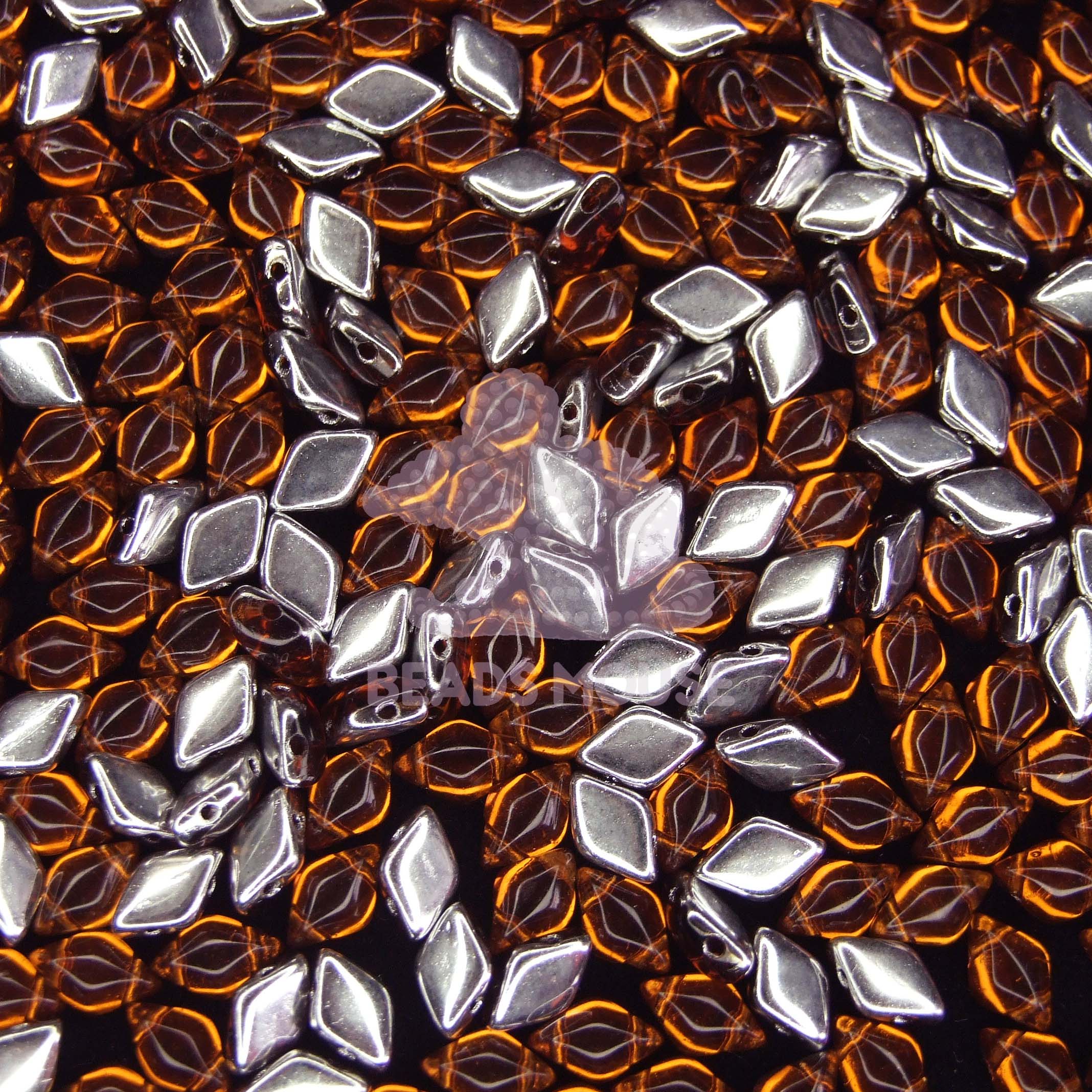 GemDuo Beads Backlit Smoky Topaz beadsmouse.co.uk 001