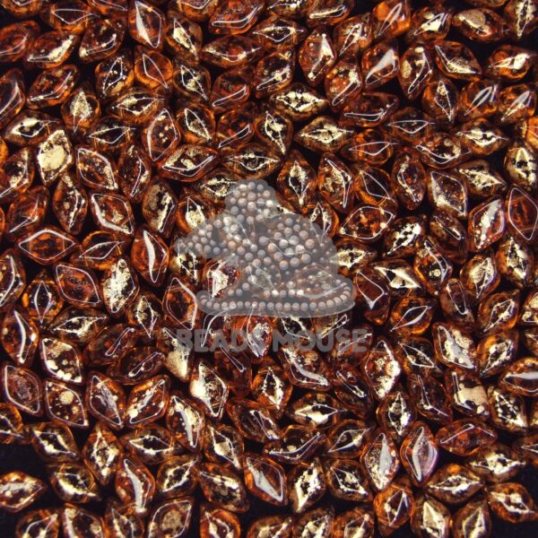 GemDuo Beads Gold Splash Smoky Topaz beadsmouse.co.uk 001