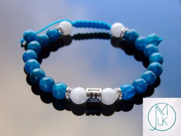 Gemini Apatite Moonstone Birthstone Bracelet 6-9'' Macrame Michael's UK Jewellery
