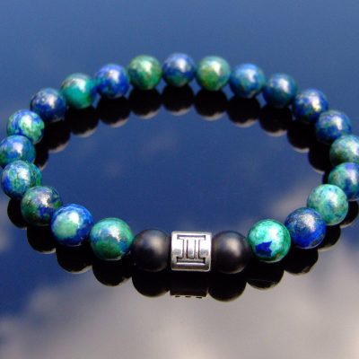 Gemini Chrysocolla Onyx Birthstone Bracelet 6-9'' Elasticated Michael's UK Jewellery