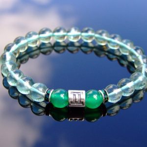 Gemini Green Fluorite Birthstone Bracelet 6-9'' Elasticated Michael's UK Jewellery