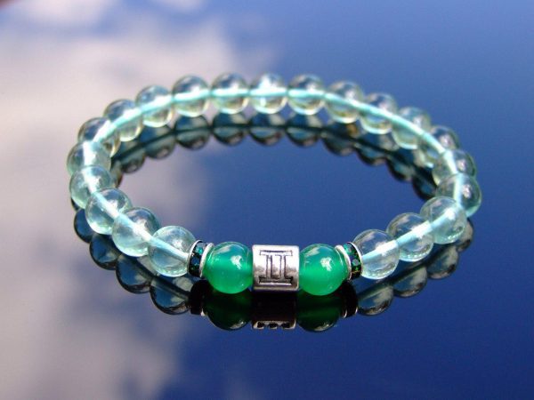 Gemini Green Fluorite Birthstone Bracelet 6-9'' Elasticated Michael's UK Jewellery