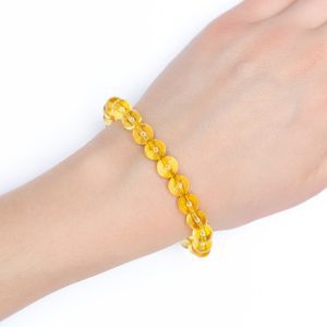 Gold Amber Bracelet Natural Gemstone 6-9'' Elasticated With Box Michael's UK Jewellery