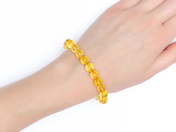 Gold Amber Bracelet Natural Gemstone 6-9'' Elasticated With Box Michael's UK Jewellery