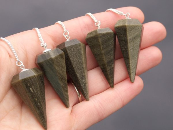 Gold Obsidian Pendulum Natural Gemstone for Dowsing Scrying Divination Meditation Michael's UK Jewellery