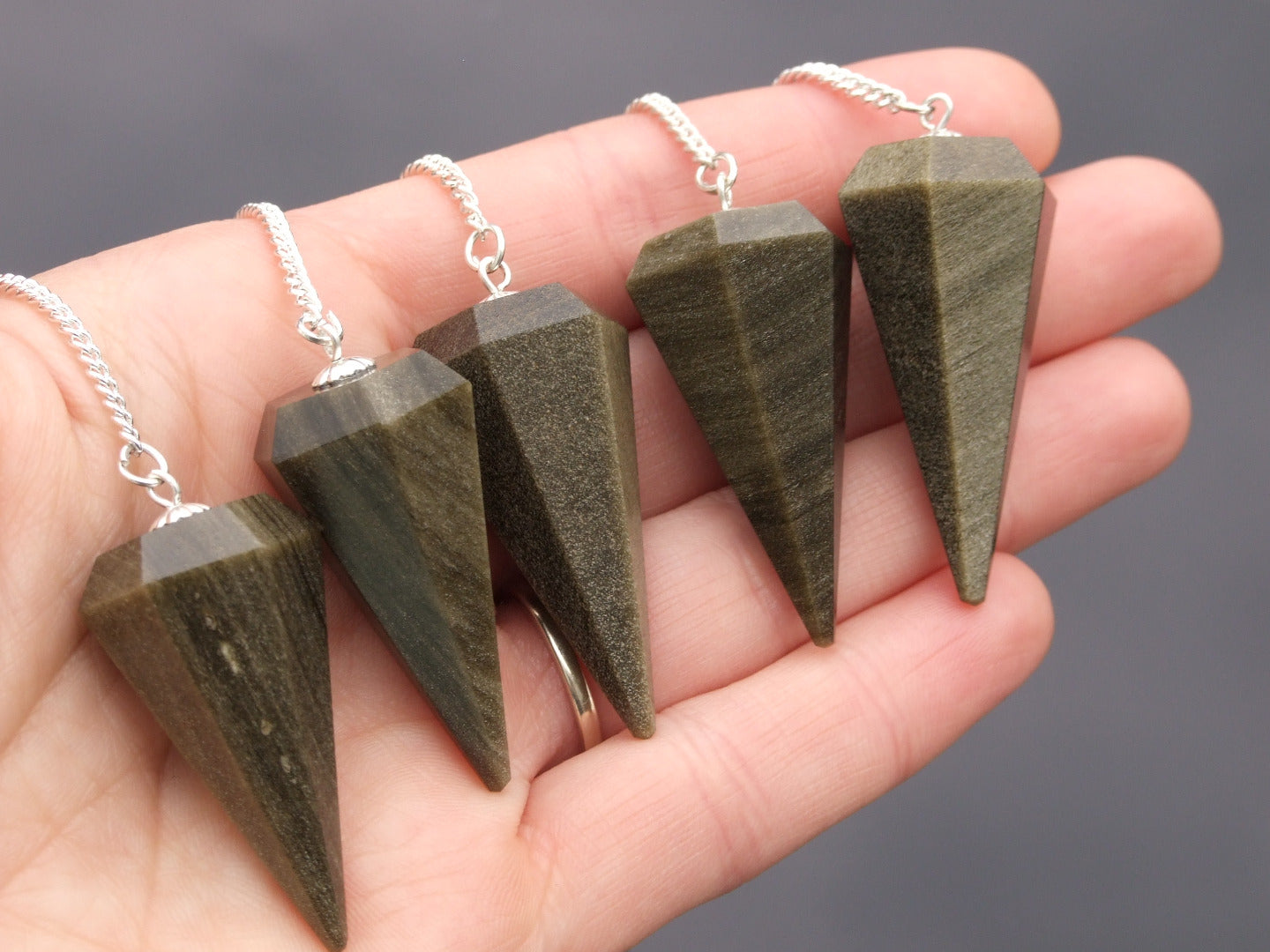 Gold Obsidian Pendulum Natural Gemstone for Dowsing Scrying Divination Meditation Michael's UK Jewellery