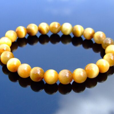Gold Tiger Eye Natural Gemstone Bracelet 6-9'' Elasticated Michael's UK Jewellery