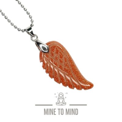 Goldstone Manmade Angel Wing Necklace Natural Gemstone Pendant mine to mind