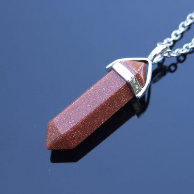 Necklace Goldstone Point Pendant Manmad beads mouse