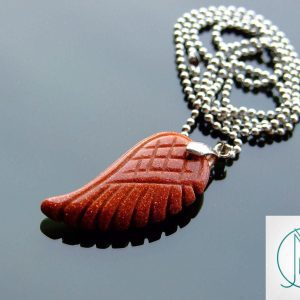 Goldstone Manmade Gemstone Angel Wing Pendant Necklace Michael's UK Jewellery