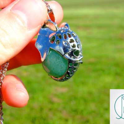 Green Aventurine Elephant Head Natural Gemstone Pendant Necklace 50cm Michael's UK Jewellery