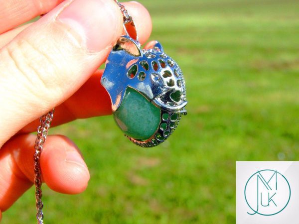Green Aventurine Elephant Head Natural Gemstone Pendant Necklace 50cm Michael's UK Jewellery