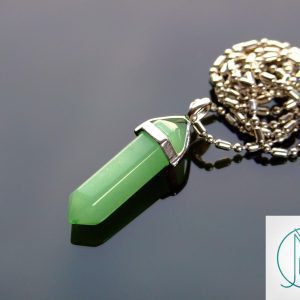 Gemstone Necklace Green Aventurine Natural Point Pendant beads mouse