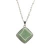 Gemstone Necklace Green Aventurine Square Pendant Natural beads mouse