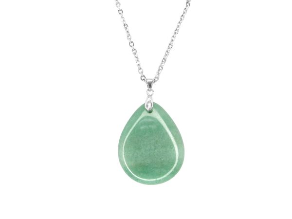 Gemstone Necklace Green Aventurine Tear Pendant Natural beads mouse