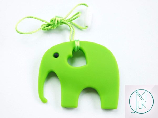 Green Elephant Pendant Teething Necklace Michael's UK Jewellery