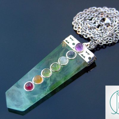 Green Fluorite 7 Chakra Natural Gemstone Pendant Necklace 50cm Michael's UK Jewellery