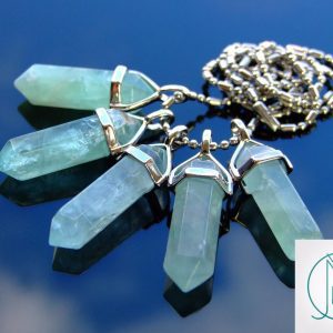 Green Fluorite Natural Crystal Point Pendant Gemstone Necklace Michael's UK Jewellery