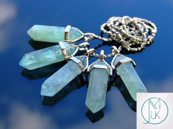 Green Fluorite Natural Crystal Point Pendant Gemstone Necklace Michael's UK Jewellery