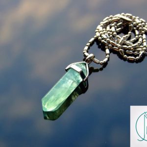 Gemstone Necklace Green Fluorite Natural Point Pendant beads mouse