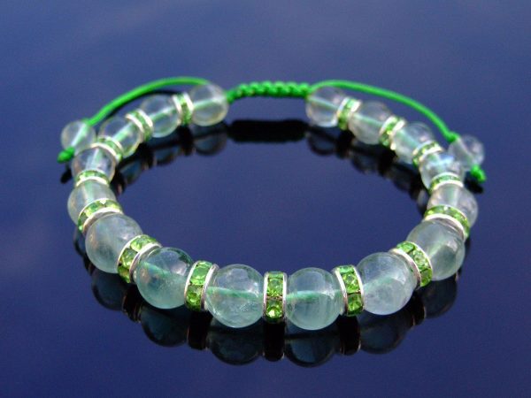Green Fluorite Natural Gemstone Bracelet 6-9'' Macrame Michael's UK Jewellery