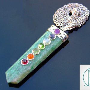 Green Jade 7 Chakra Natural Gemstone Pendant Necklace 50cm Michael's UK Jewellery