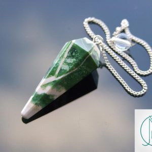 Green Zebra Agate Pendulum Natural Gemstone for Dowsing Scrying Divination Meditation Michael's UK Jewellery