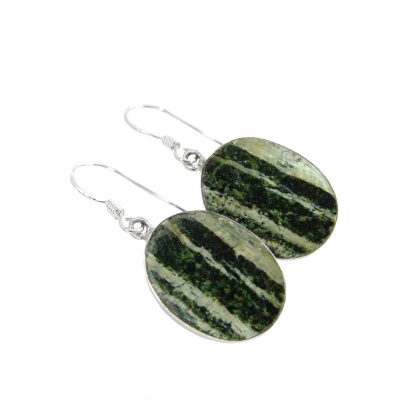 Green Zebra Natural Gemstone 925 Sterling Silver Earrings Michael's UK Jewellery
