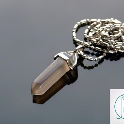 Gemstone Necklace Grey Agate Natural Point Pendant beads mouse