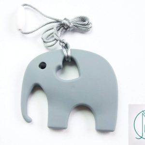 Grey Elephant Pendant Teething Necklace Michael's UK Jewellery