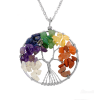 Handmade 7 Chakra Necklace Tree of Life Pendant Natural Gemstone Necklace 50cm Chain with Pouch Michael's UK Jewellery