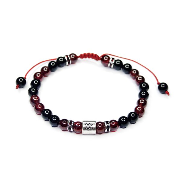 Handmade Aquarius Birthstone Garnet Bracelet minetomind beadsmouse.co.uk