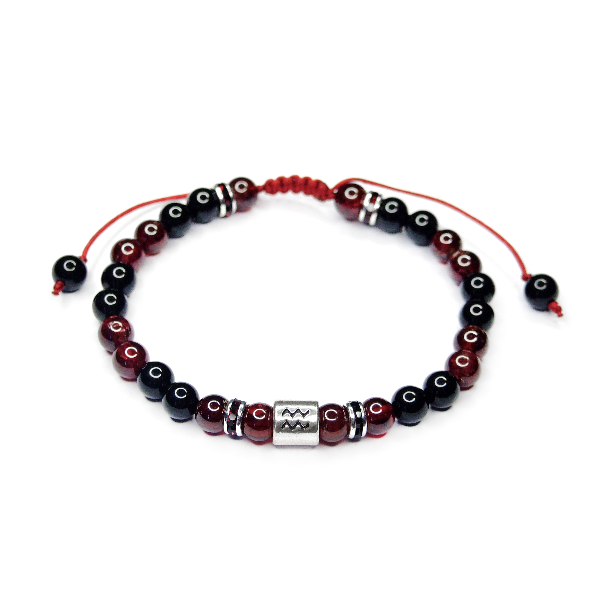 Handmade Aquarius Birthstone Garnet Bracelet minetomind beadsmouse.co.uk