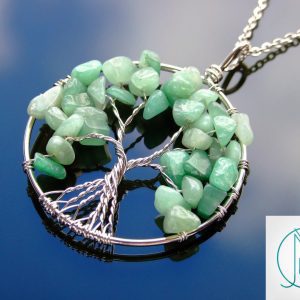 Handmade Aventurine Necklace Tree of Life Pendant Natural Gemstone Necklace 50cm Chain with Pouch Michael's UK Jewellery