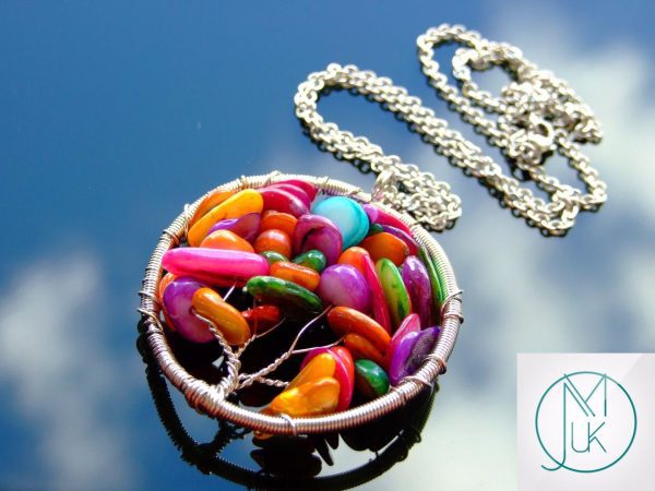 Handmade Mix Color Shells Necklace Tree of Life Pendant Natural Necklace 50cm Chain with Pouch Michael's UK Jewellery